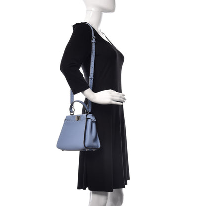 Fendi Cuoio Roma Selleria Chamois Bi-Color Mini Peekaboo Iconic Satchel Sky Blue Latte 2 of 13