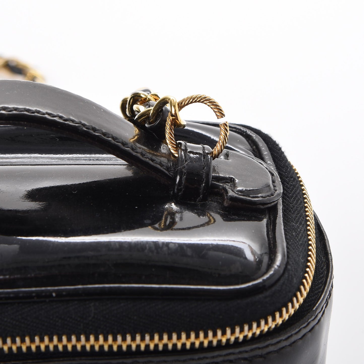 Patent CC Vanity Cosmetic Case Black