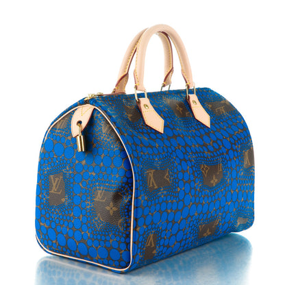 Louis Vuitton Monogram Kusama Town Speedy 30 Blue 3 of 7