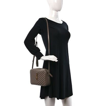 Saint Laurent Calfskin Matelasse Monogram Lou Camera Bag Taupe 2 of 9