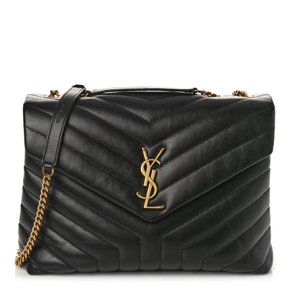 Saint Laurent Calfskin Y Quilted Monogram Medium Loulou Chain Satchel Black 1 of 10