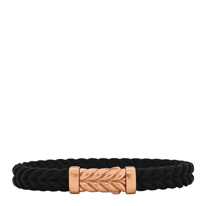 David Yurman 18K Rose Gold Rubber 9mm Chevron Bracelet Black 1 of 5