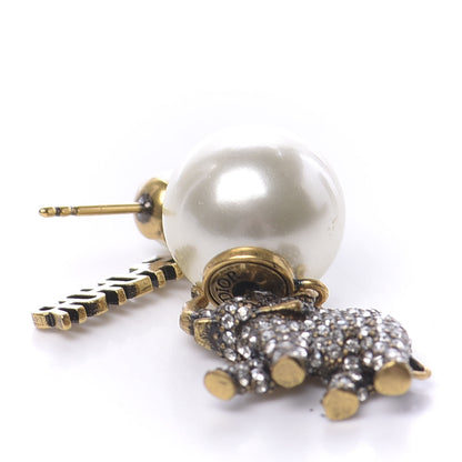 Christian Dior Crystal Pearl Elephant J'Adior Earring Gold 3 of 5