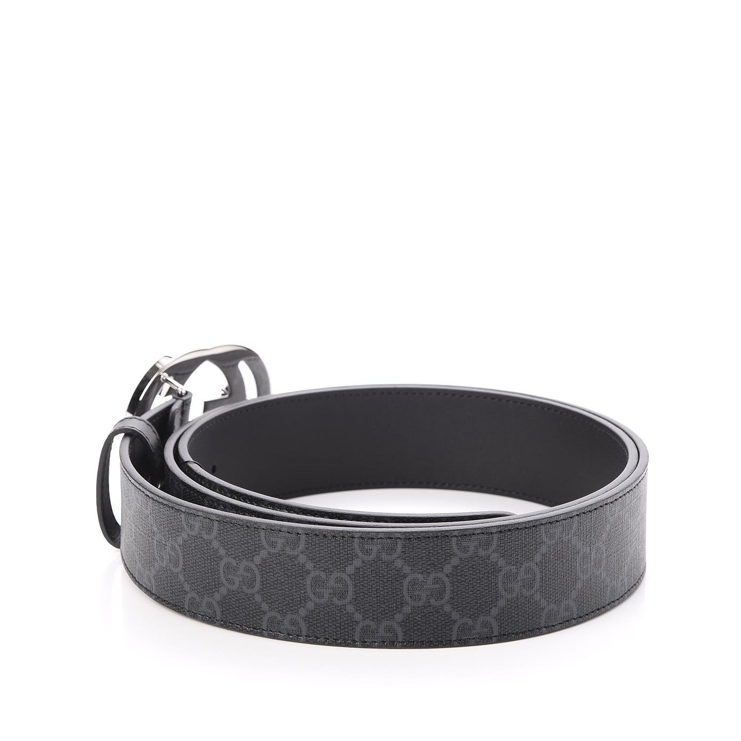 GG Supreme Monogram Selleria Calfskin Interlocking G 40mm Belt 115 46 Black Grey