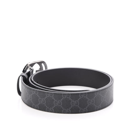 Gucci GG Supreme Monogram Selleria Calfskin Interlocking G 40mm Belt 115 46 Black Grey 3 of 5