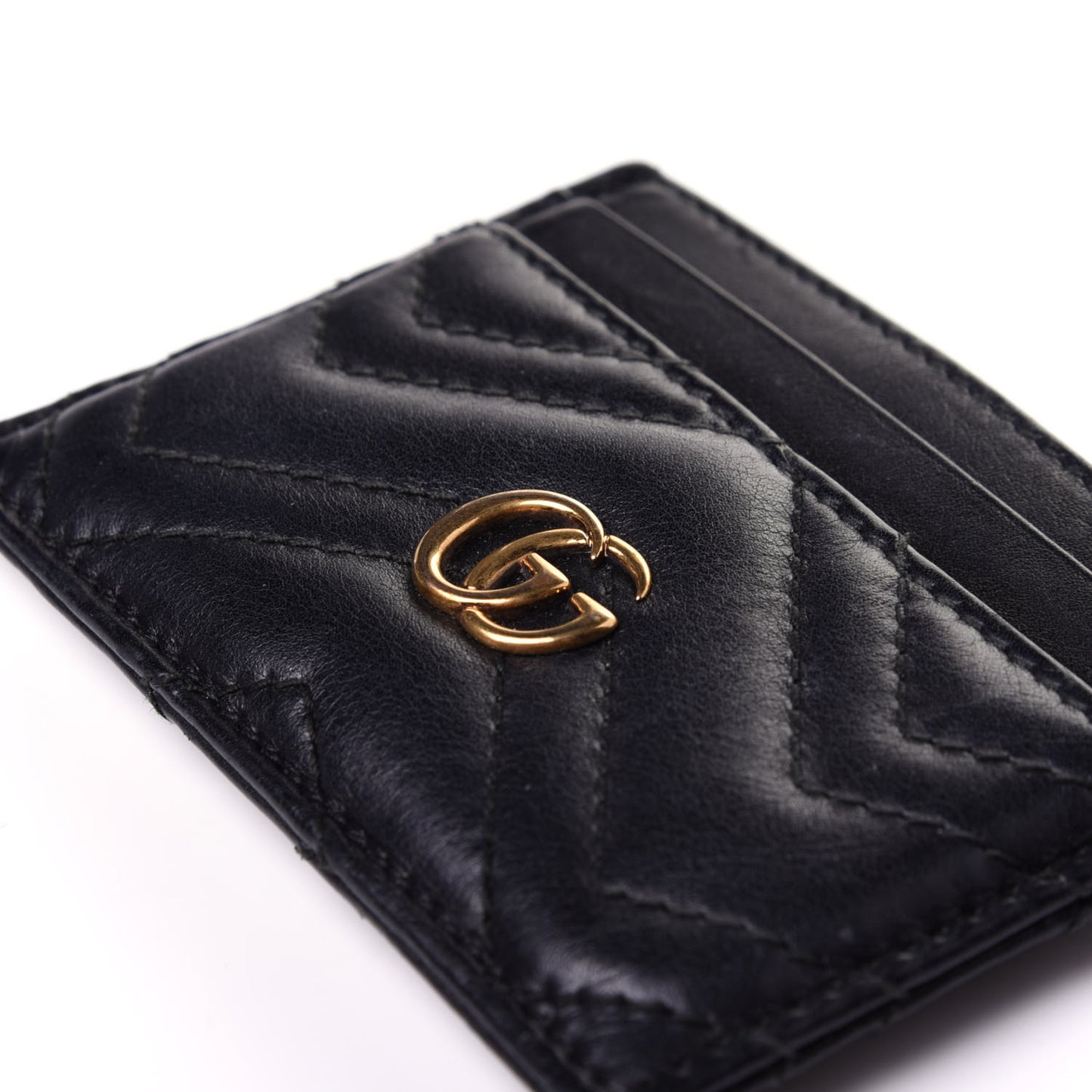 Calfskin Matelasse GG Marmont Card Holder Black