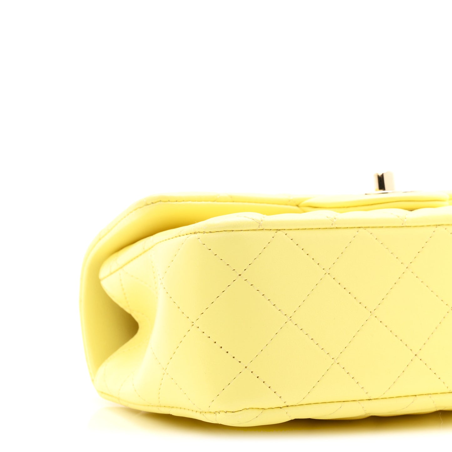 Lambskin Quilted Mini Chain Top Handle Rectangular Flap Light Yellow