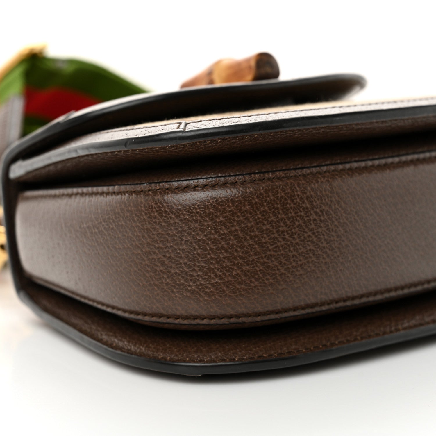 Gucci Monogram Jumbo GG Textured Dollar Calfskin Web Mini Bamboo 1947 Top Handle Bag Camel Ebony New Acero 9 of 12