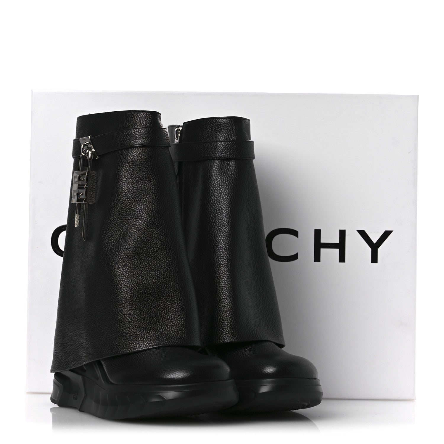 Givenchy Grained Calfskin Shark Lock Biker Ankle Boots 40 Black 11 of 11