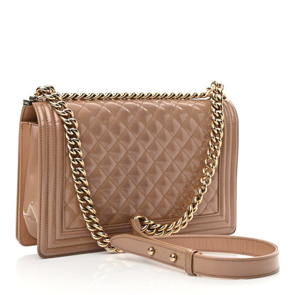 Chanel Iridescent Glazed Calfskin Quilted New Medium Boy Flap Dark Beige 3 of 12
