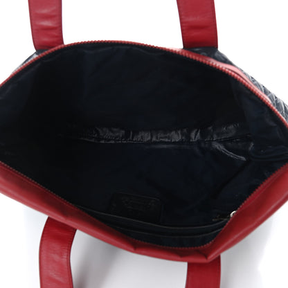 Chanel Nylon Quilted Coco Cocoon Flat Tote Navy Red 5 of 10