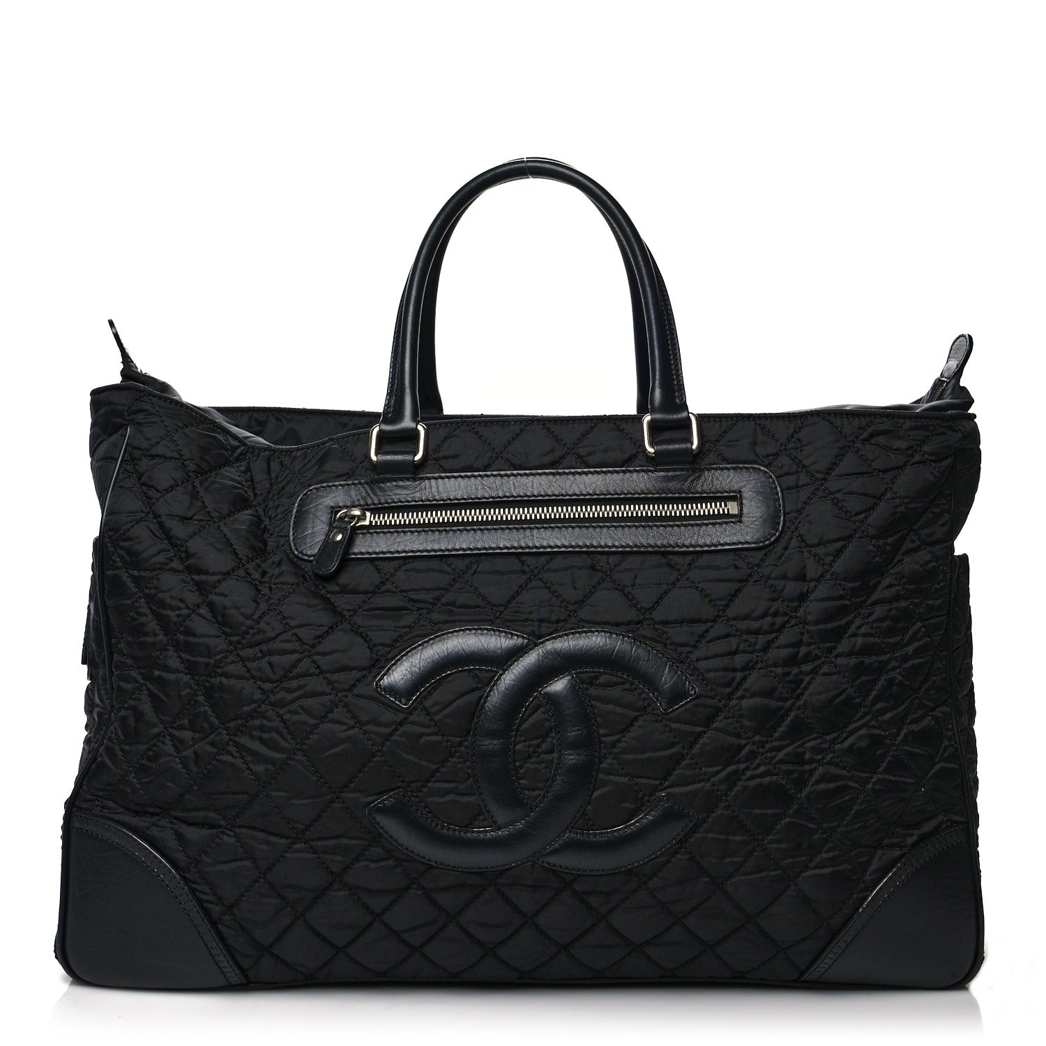 Chanel Nylon Quilted Calfskin Large CC Tote Bag Black 1 of 14