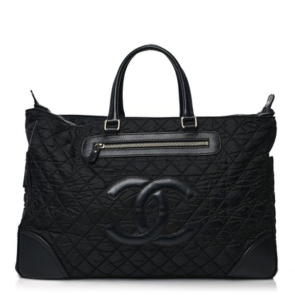 Chanel Nylon Quilted Calfskin Large CC Tote Bag Black 1 of 14