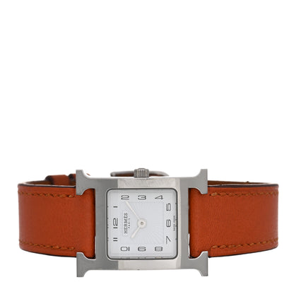 Hermes Stainless Steel Swift 21mm Heure H Hour Quartz Watch Orange 2 of 5