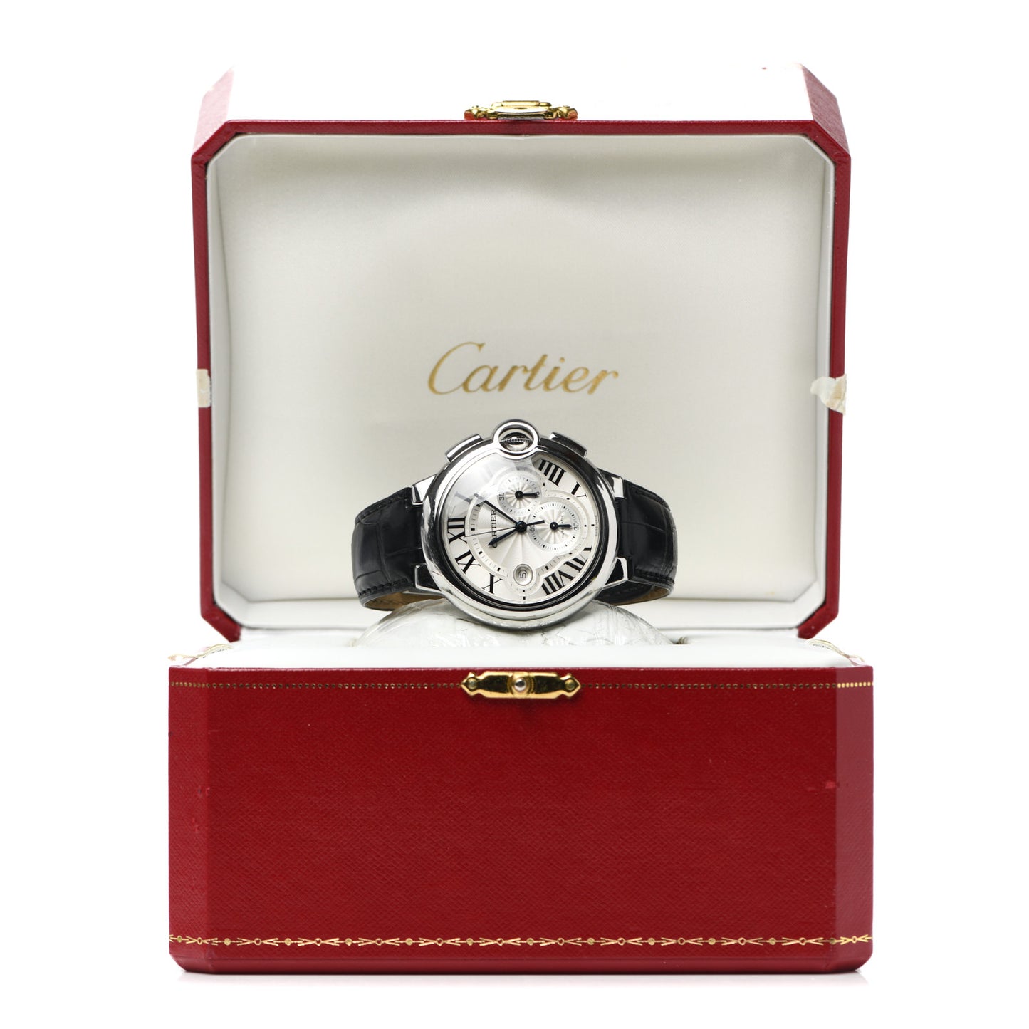 Stainless Steel Alligator 44mm Ballon Bleu De Cartier Chronograph Automatic Watch