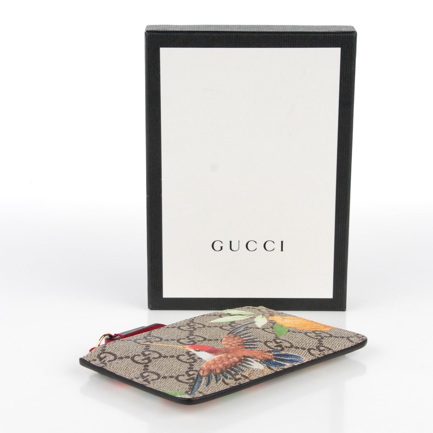 GG Supreme Monogram Tian Key Case Beige Multicolor Red