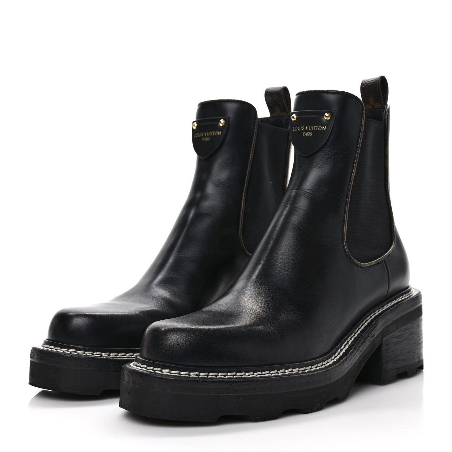 Calfskin Monogram Beaubourg Ankle Boots 37.5 Black