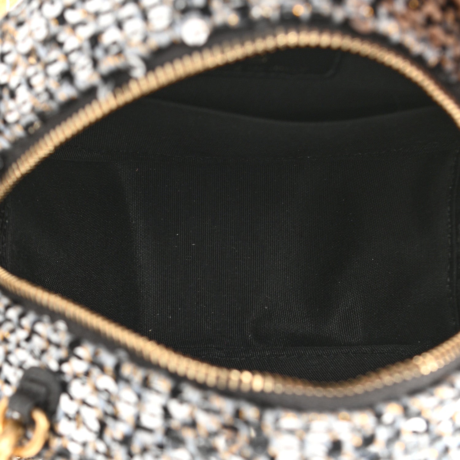 Chanel Sequin Chanel 19 Round Clutch With Chain Silver Black 7 of 10