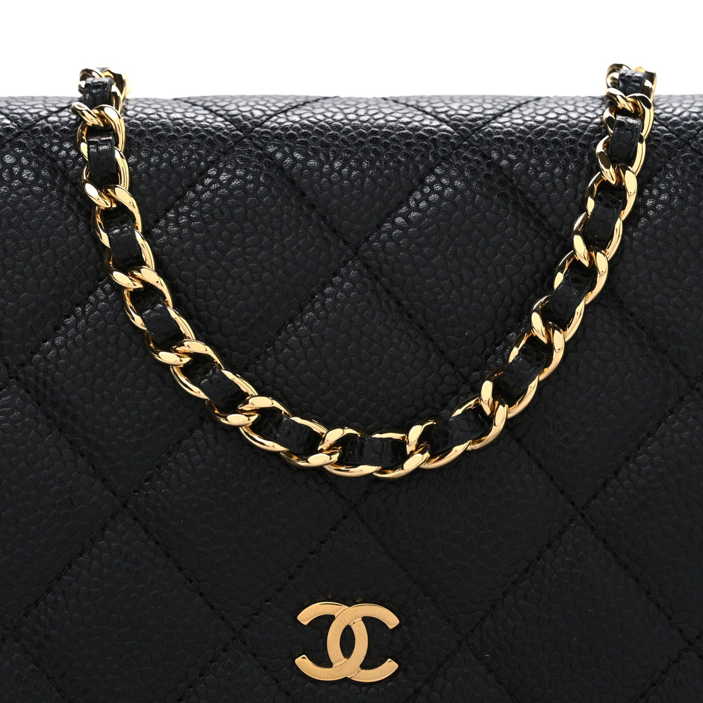 Caviar Quilted Wallet On Chain WOC Black