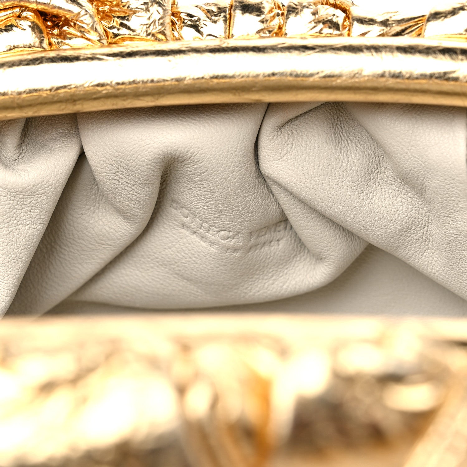 Bottega Veneta Metallic Crinkled Lambskin The Mini Pouch Oro 6 of 10