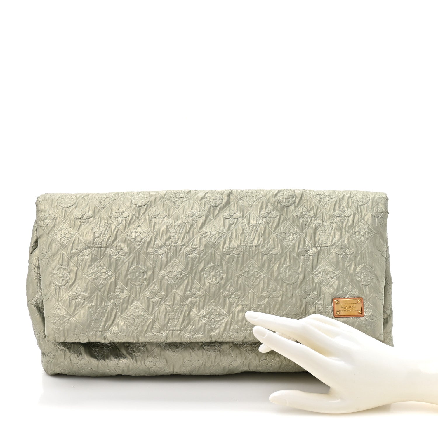 Louis Vuitton Jacquard Quilted Monogram Limelight Clutch GM Perle 2 of 9