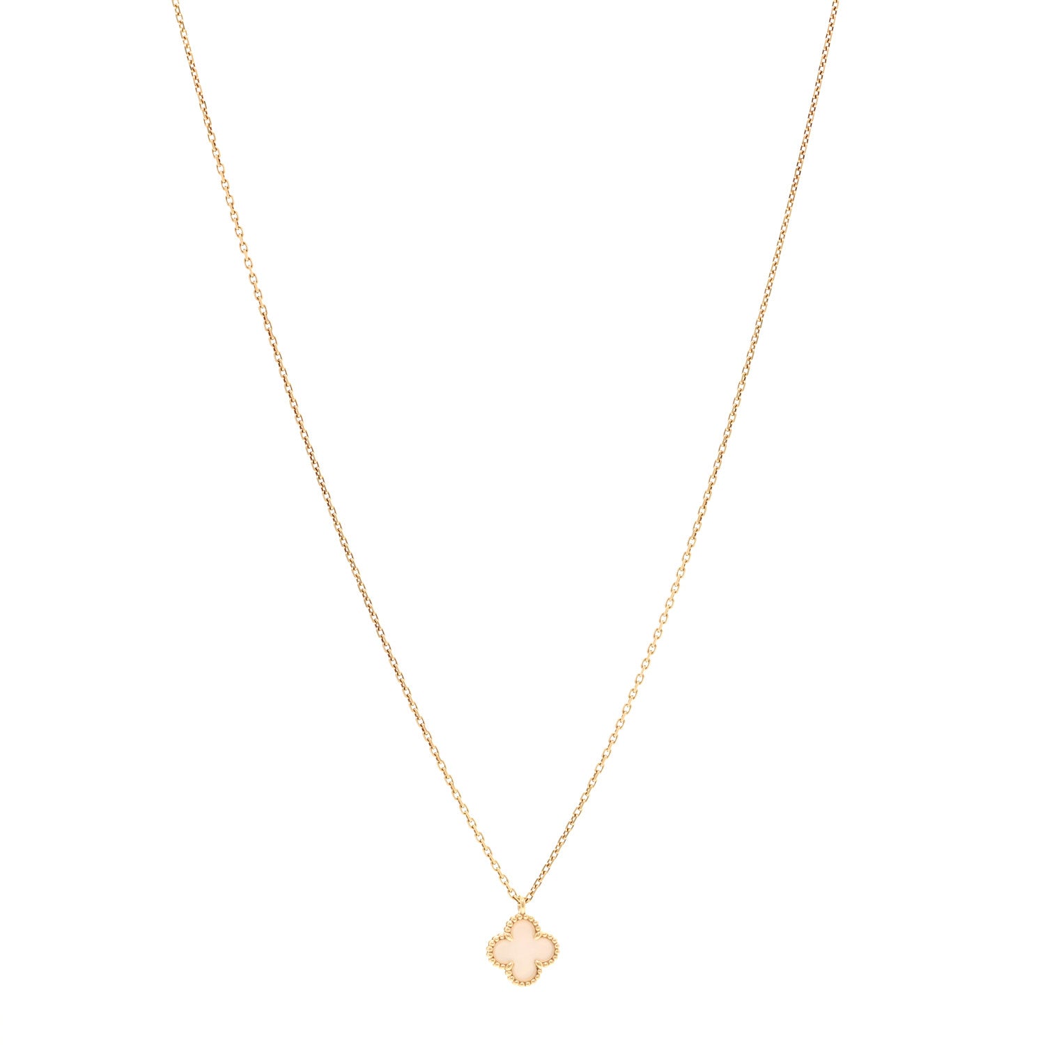 Van Cleef & Arpels 18K Yellow Gold Mother of Pearl Sweet Alhambra Pendant Necklace 1 of 6