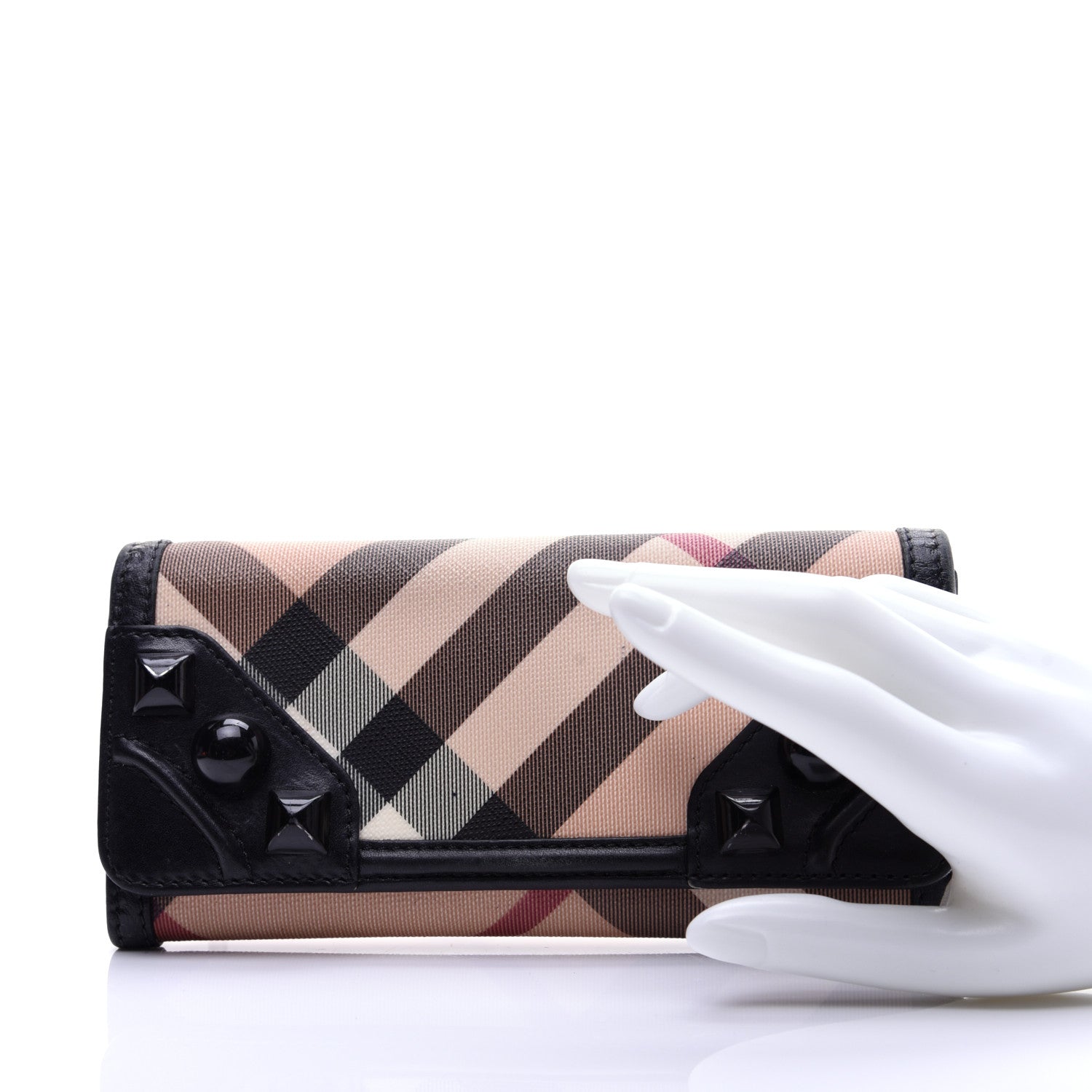 Burberry Nova Check Mega Stud Continental Wallet Black 2 of 14