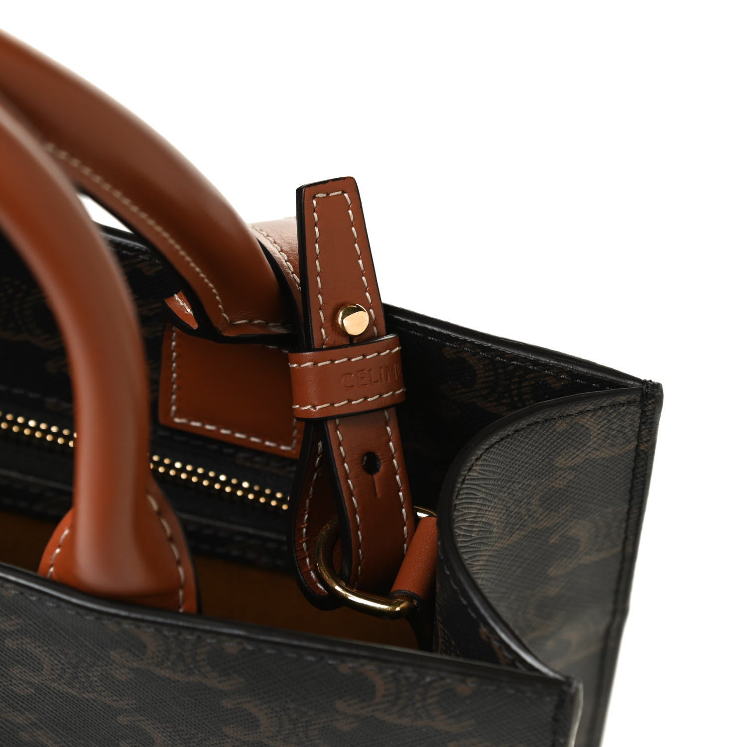 Celine Triomphe Canvas Calfskin Small Vertical Cabas Tan 6 of 10