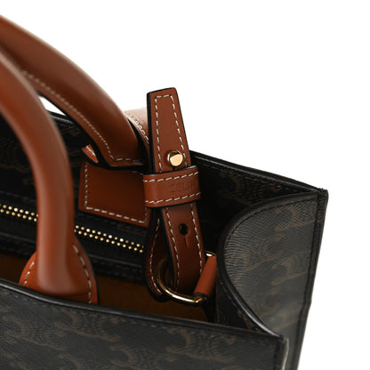 Celine Triomphe Canvas Calfskin Small Vertical Cabas Tan 6 of 10