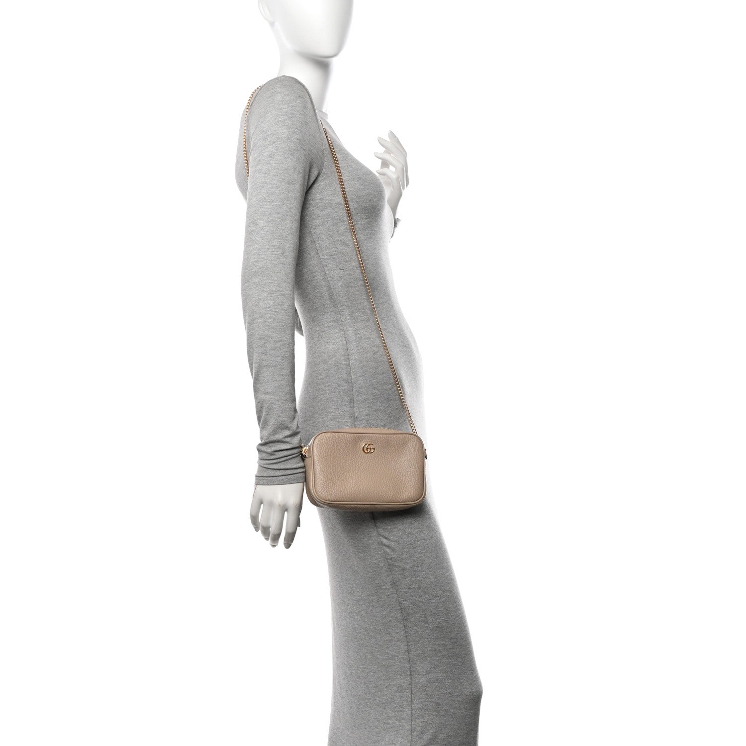 Gucci Dollar Calfskin Super Mini GG Marmont Chain Shoulder Bag Beige 2 of 13