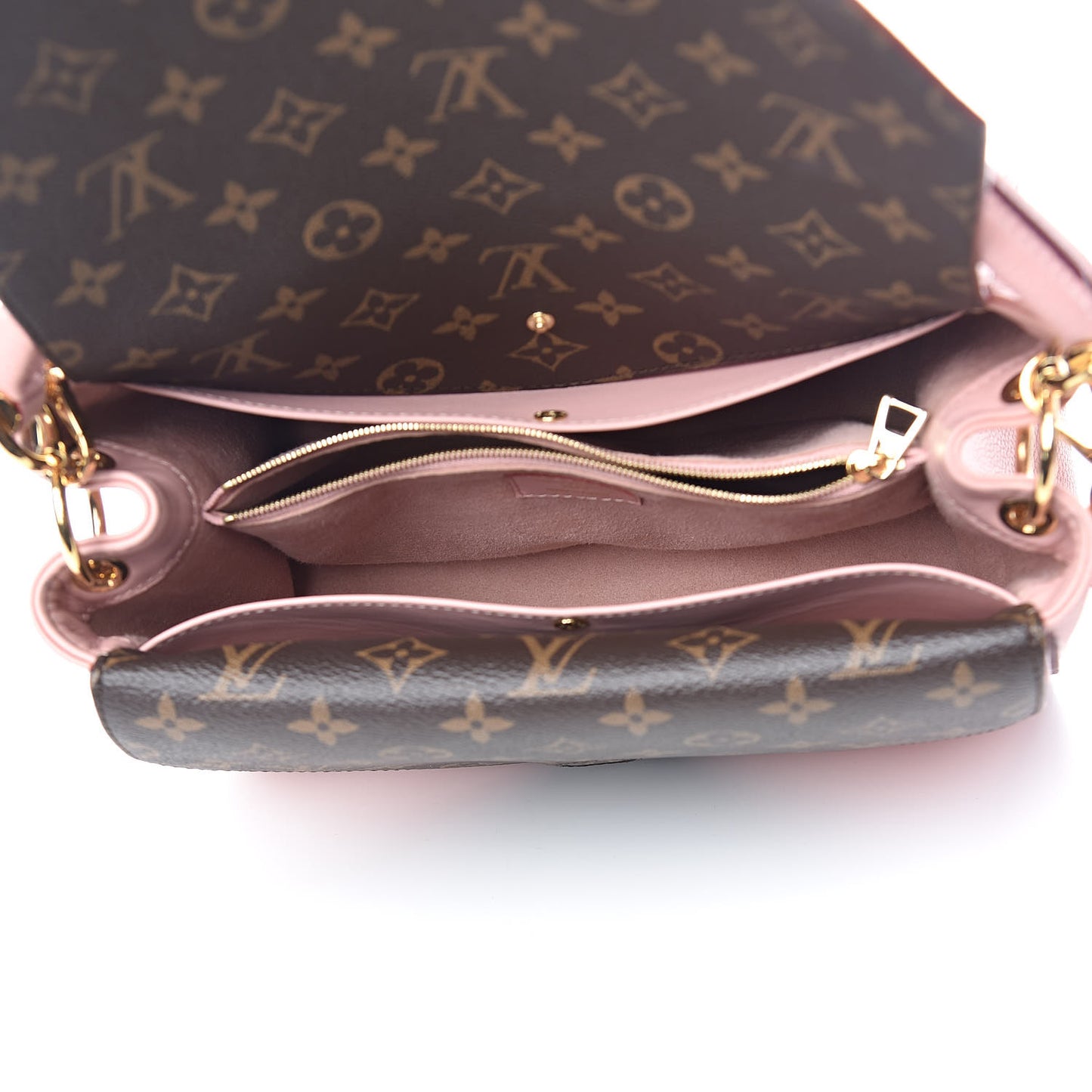 Grained Calfskin Monogram Double V Rose Poudre