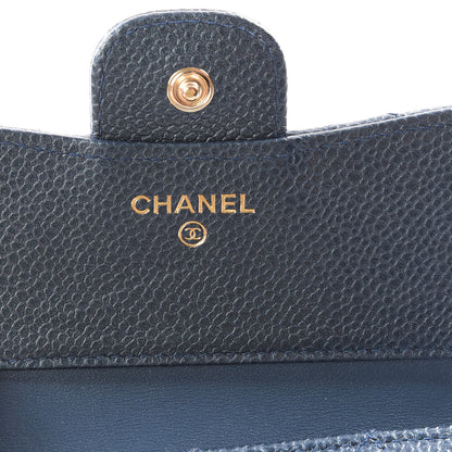 Chanel Metallic Caviar Quilted Compact Flap Wallet Dark Blue 9 of 12