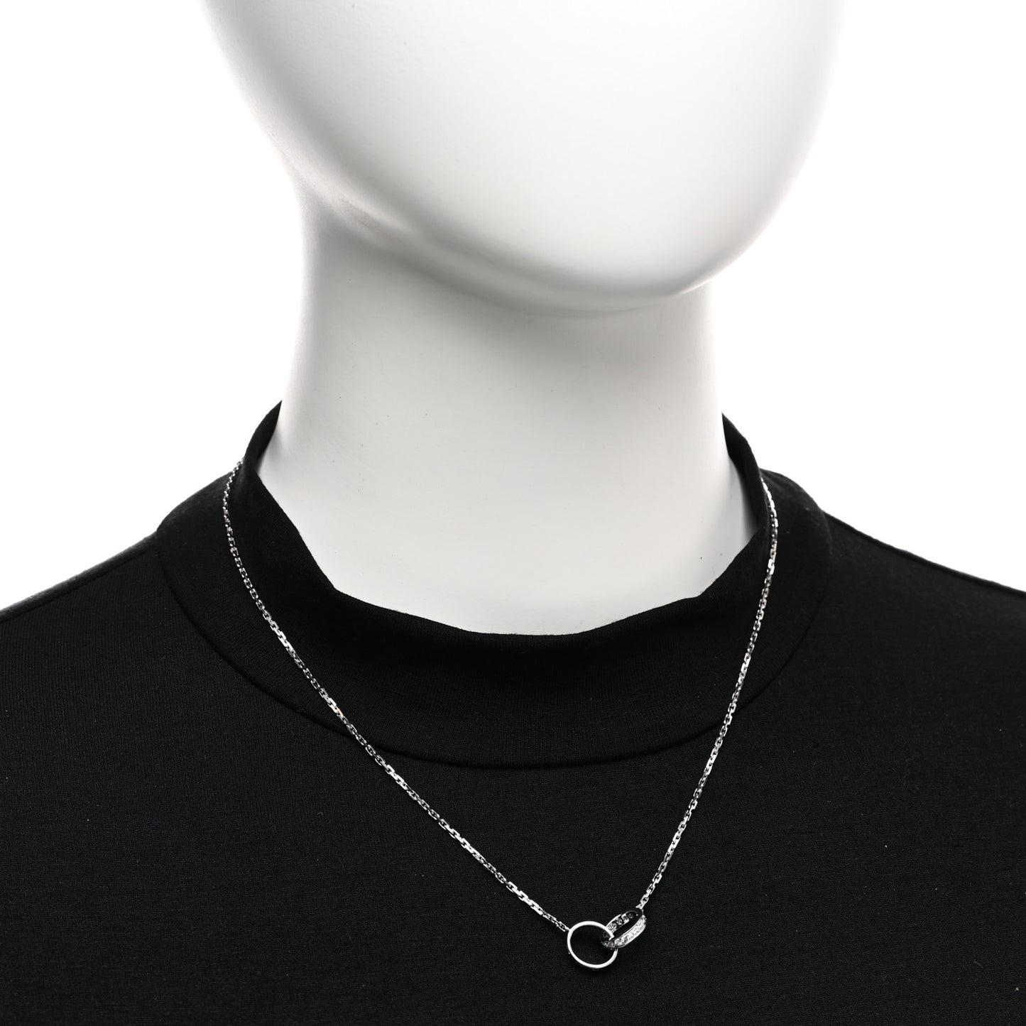 18K White Gold Diamond Interlocking LOVE Necklace