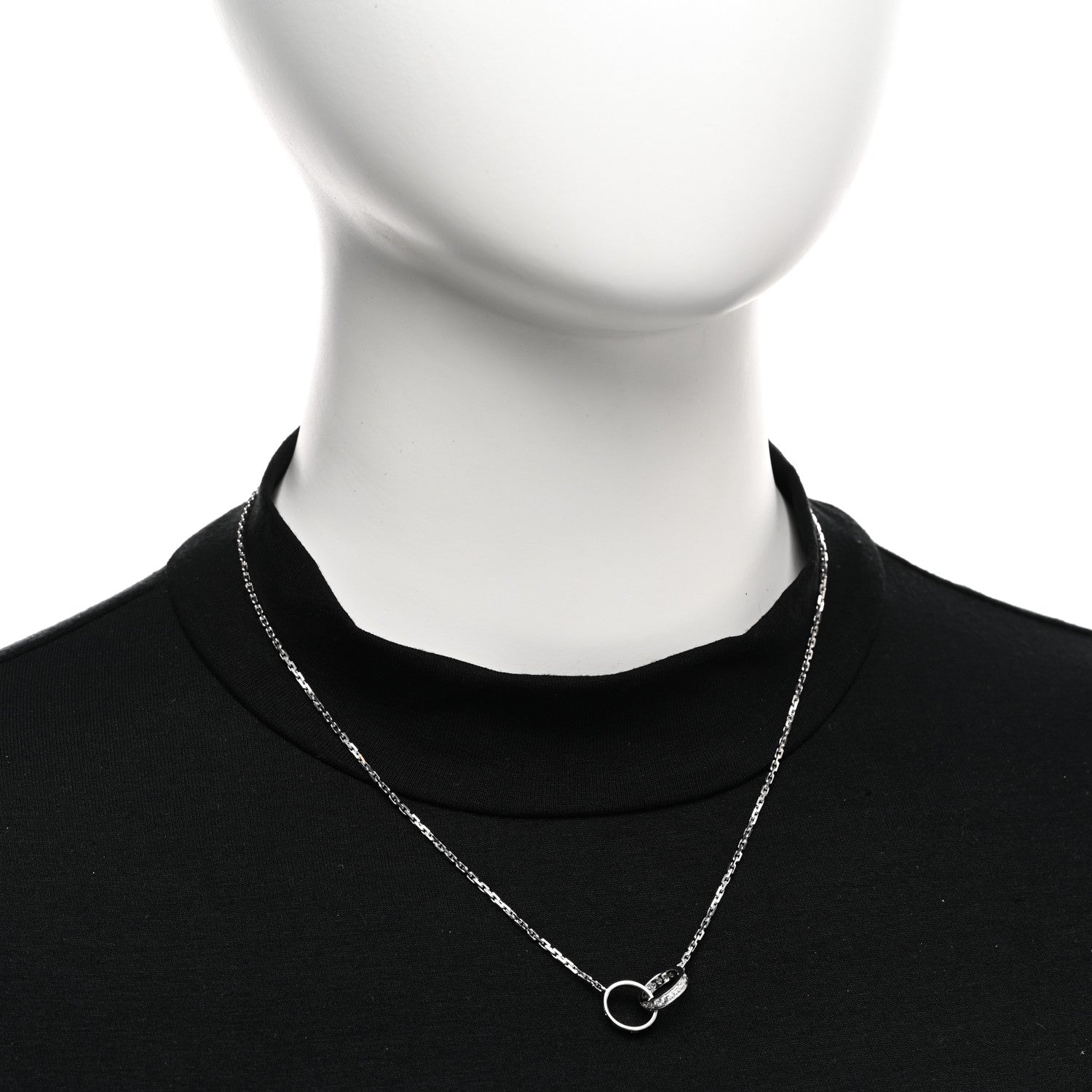 Cartier 18K White Gold Diamond Interlocking LOVE Necklace 2 of 5