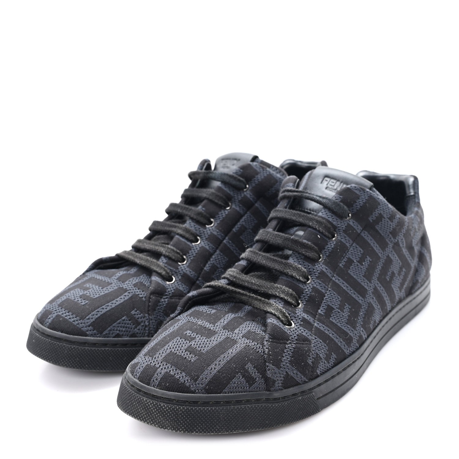 Fendi Tech Fabric FF Mens Lace Up Low Top Sneakers 7 Black 1854628