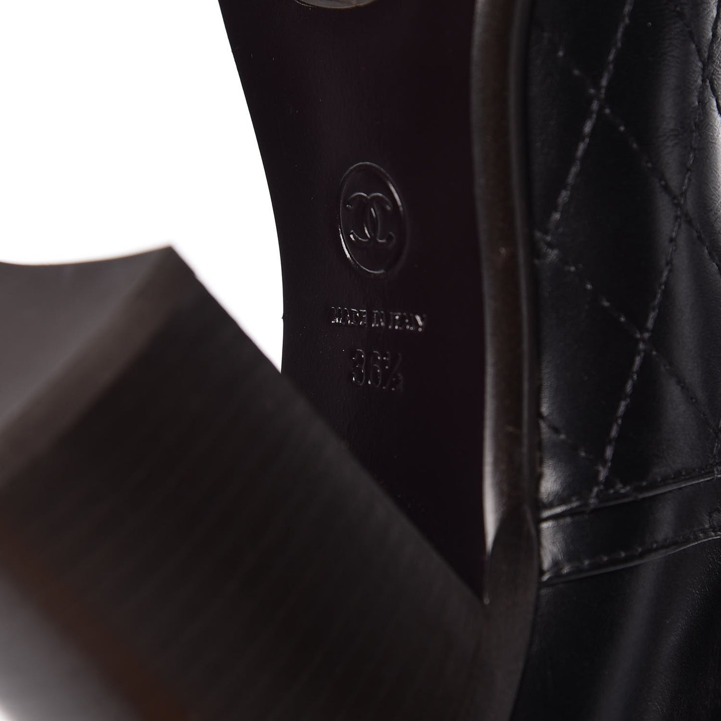 Calfskin Quilted Cap Toe Boots 36.5 Black Brown