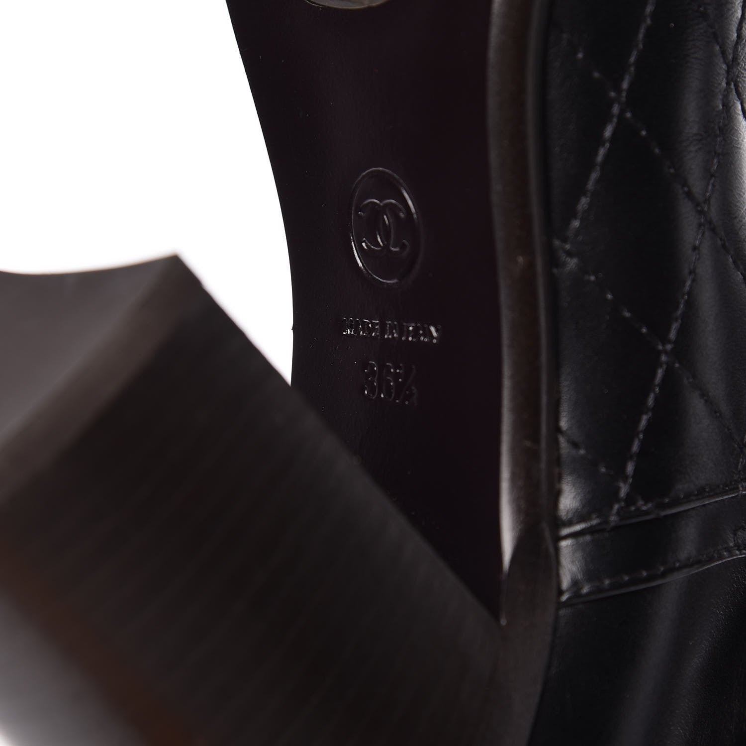 Chanel Calfskin Quilted Cap Toe Boots 36.5 Black Brown 6 of 14