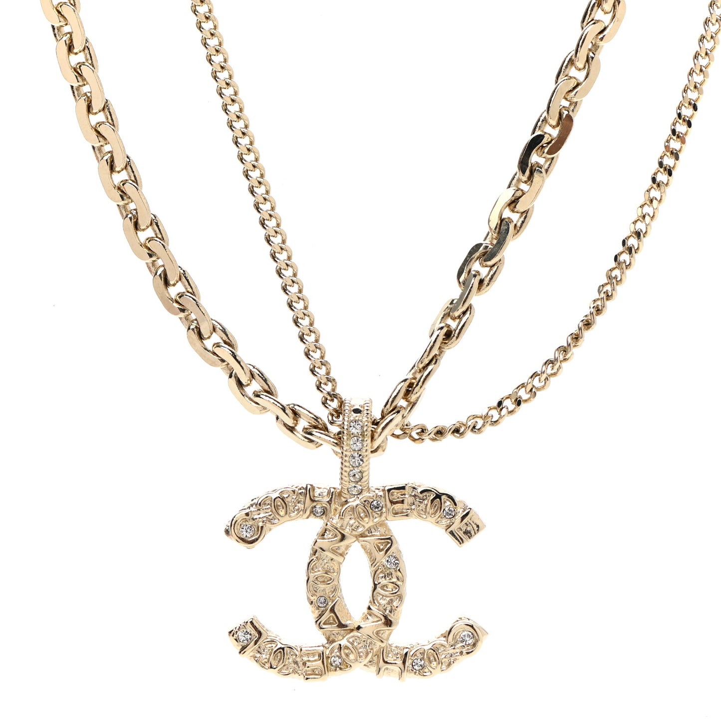 Crystal CC Multi Strand Chain Necklace Gold