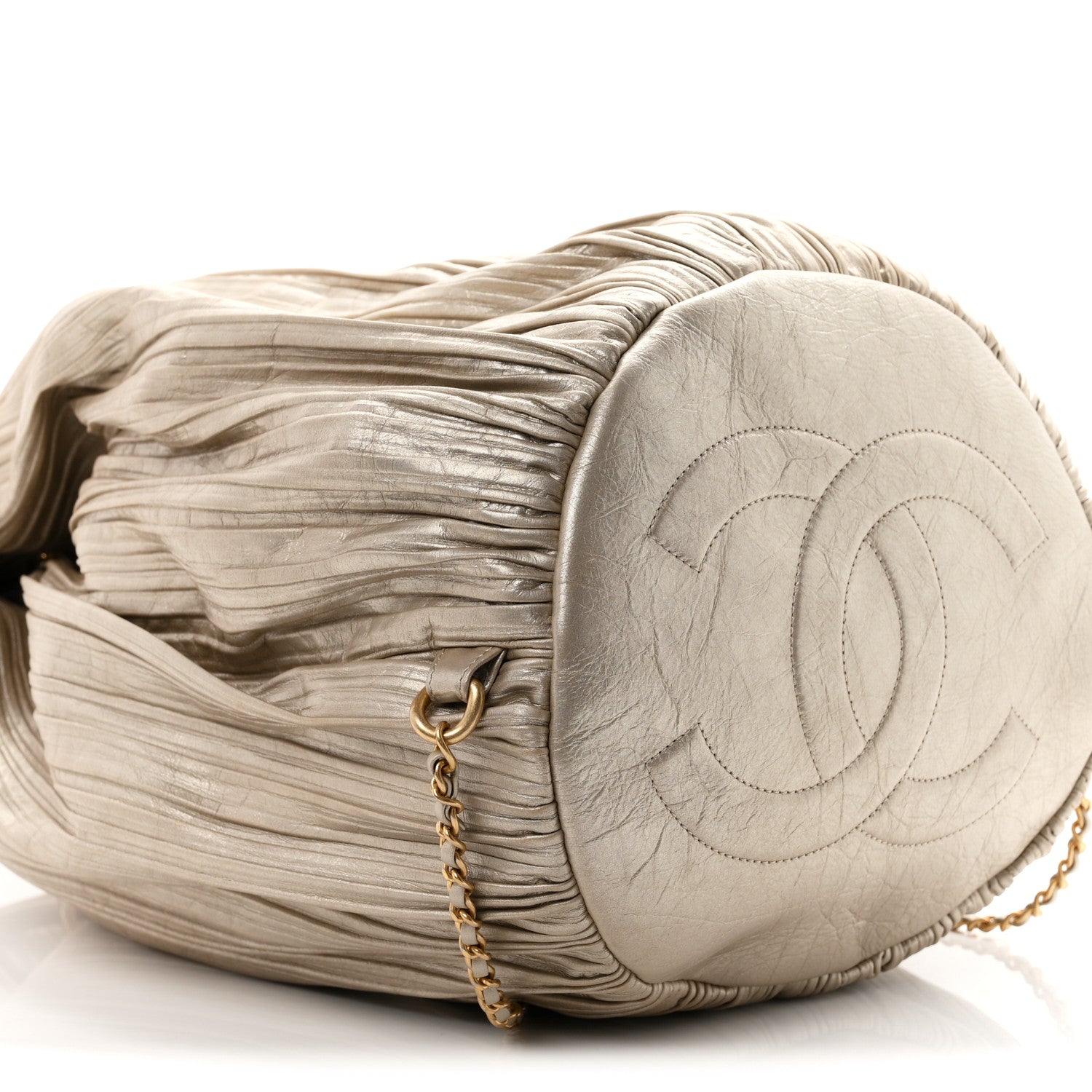 Chanel Iridescent Crumpled Calfskin Small Coco Pleats Backpack Gold 8 of 9