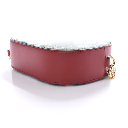 Gucci GG Supreme Monogram Blooms Mini Chain Shoulder Bag Beige Blue Navy Hibiscus Red 9 of 10