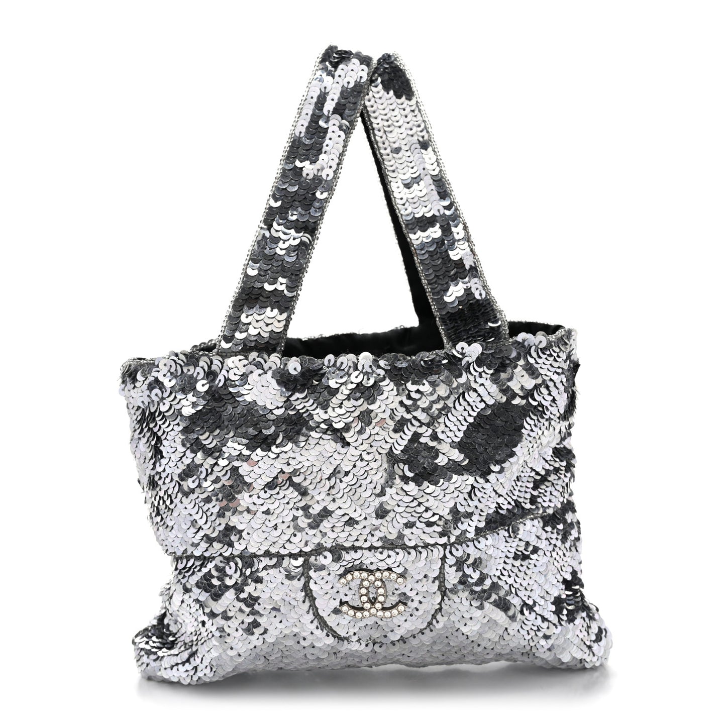 Satin Sequin Mini Tote Blue