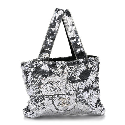 Chanel Satin Sequin Mini Tote Blue 1 of 10