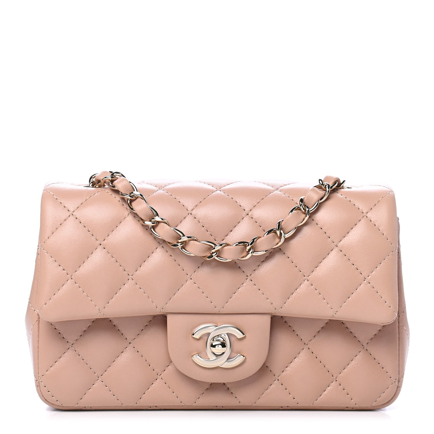 Chanel Lambskin Quilted Mini Rectangular Flap Beige 1 of 4