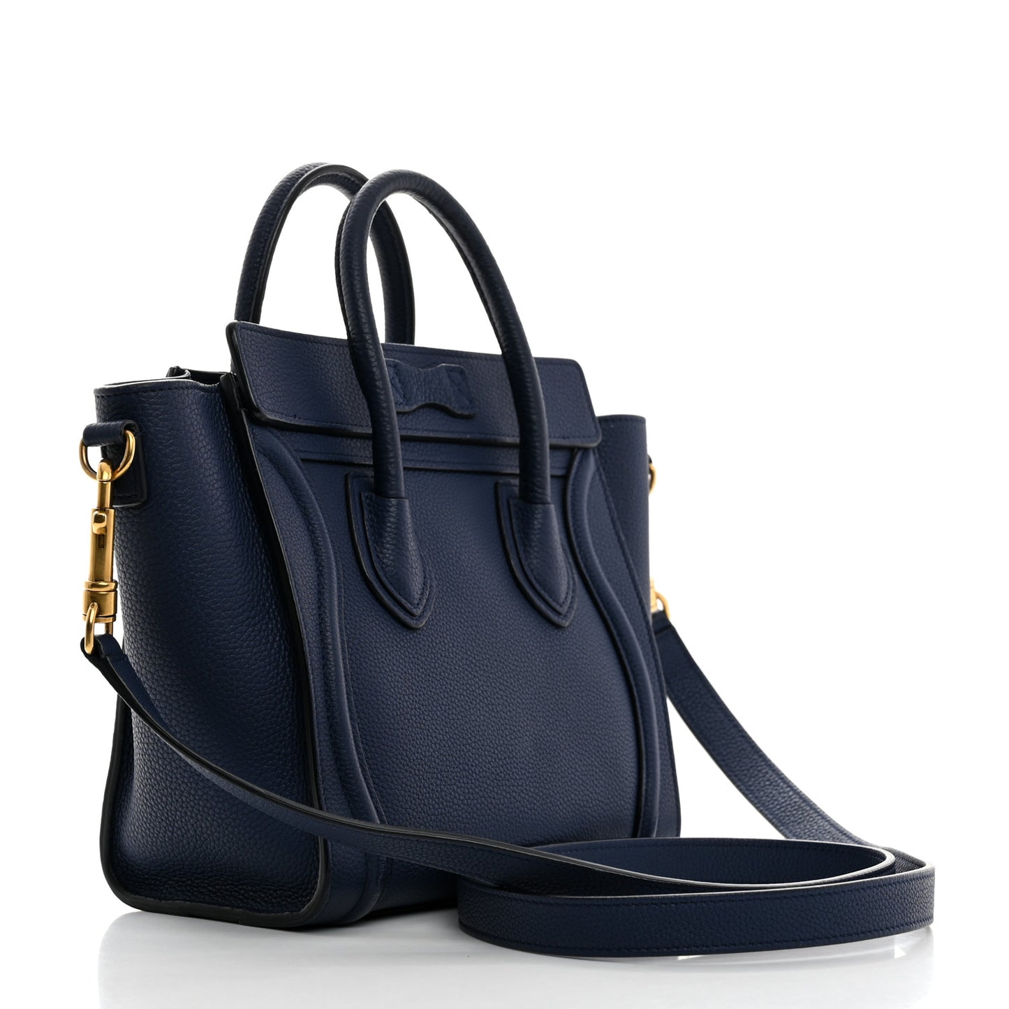 Drummed Calfskin Nano Luggage Deep Blue