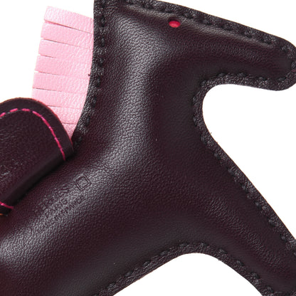 Hermes Milo Lambskin Matte Alligator Touch Grigri Rodeo Horse Bag Charm PM Rouge Sellier Framboise Rose Sakura 3 of 5