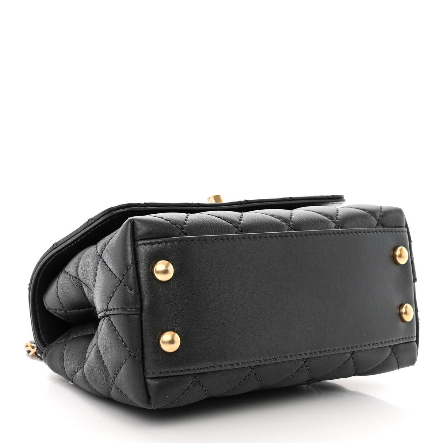 Calfskin Strass Quilted Extra Mini Coco Handle Flap Dark Grey