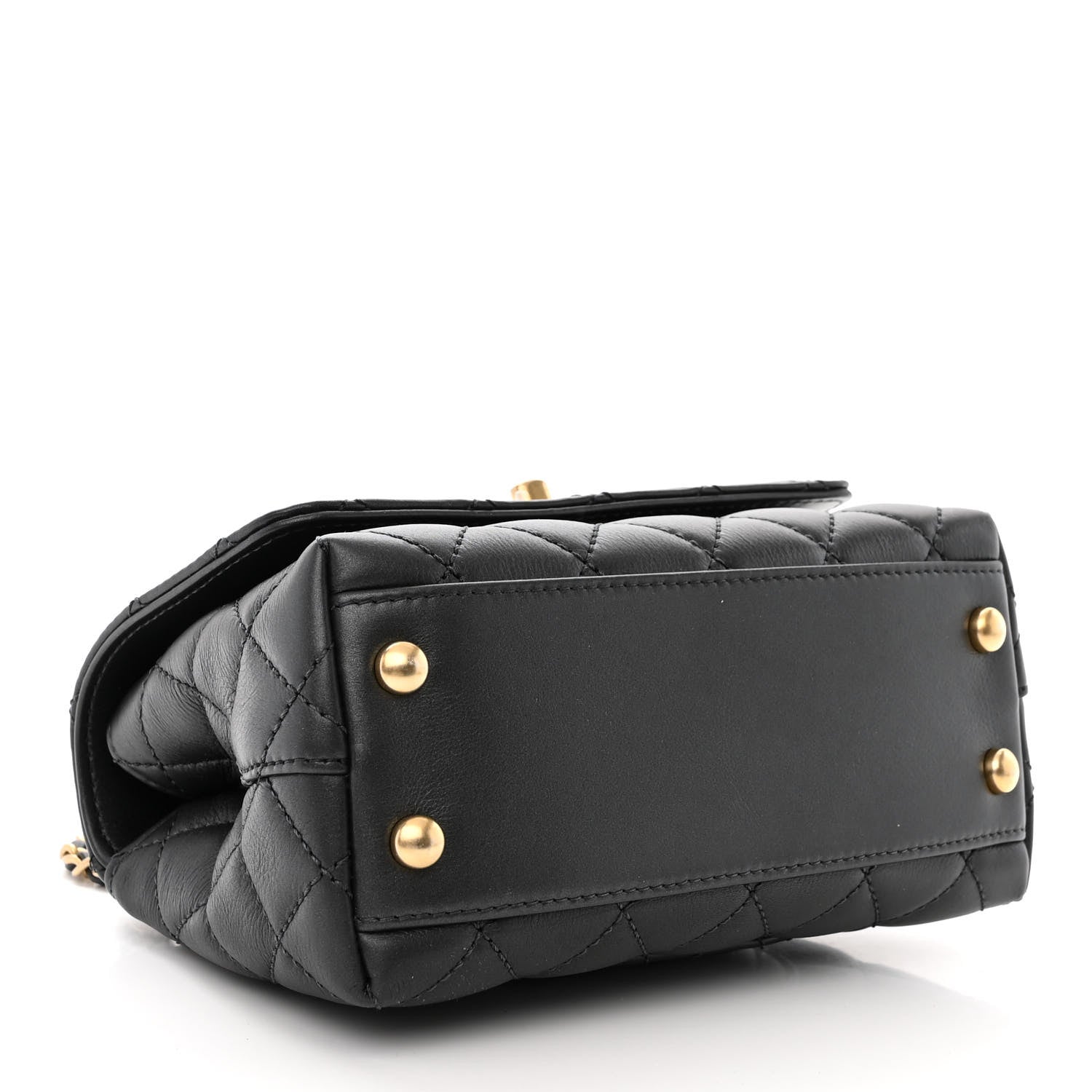 Chanel Calfskin Strass Quilted Extra Mini Coco Handle Flap Dark Grey 4 of 14