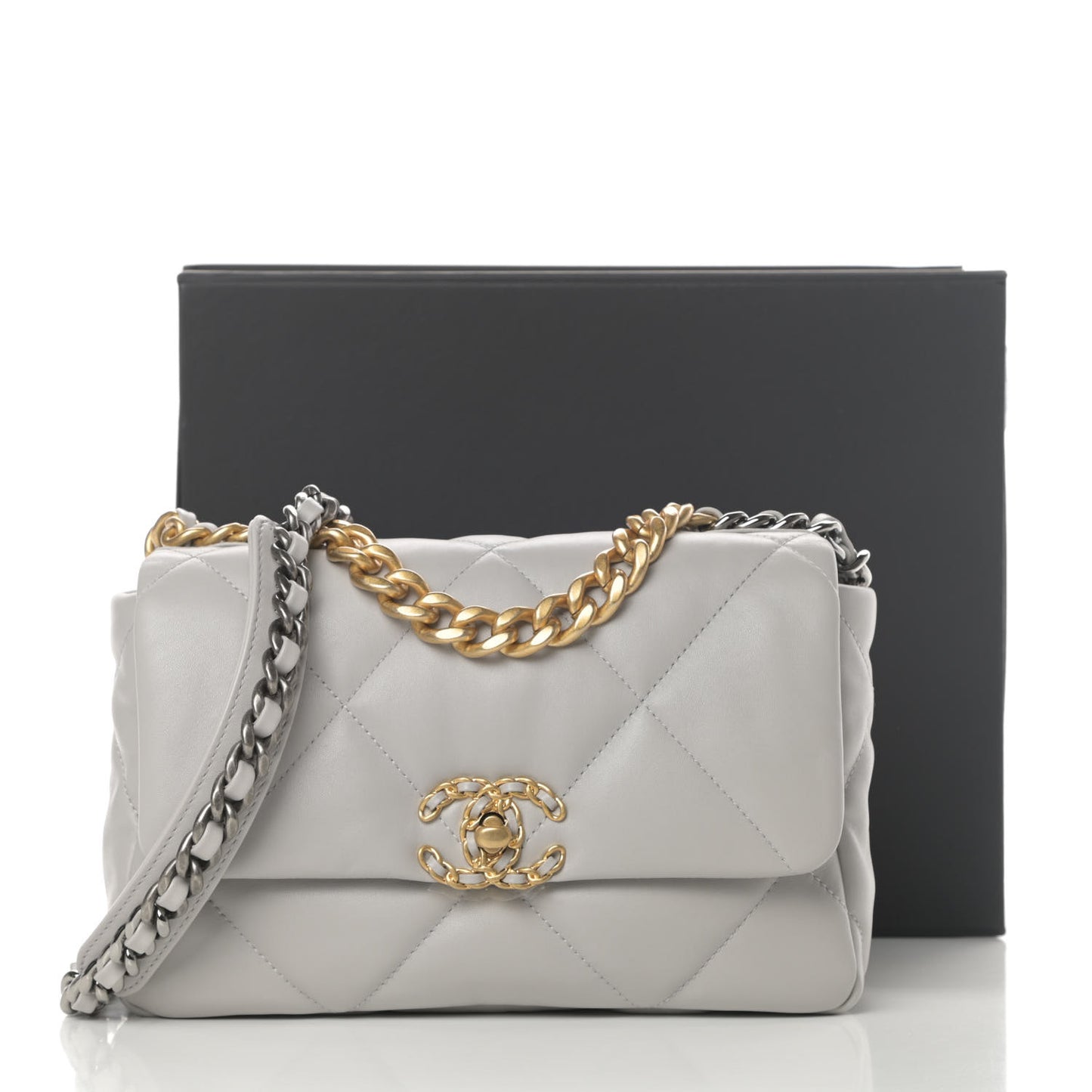 Lambskin Quilted Medium Chanel 19 Flap Grey