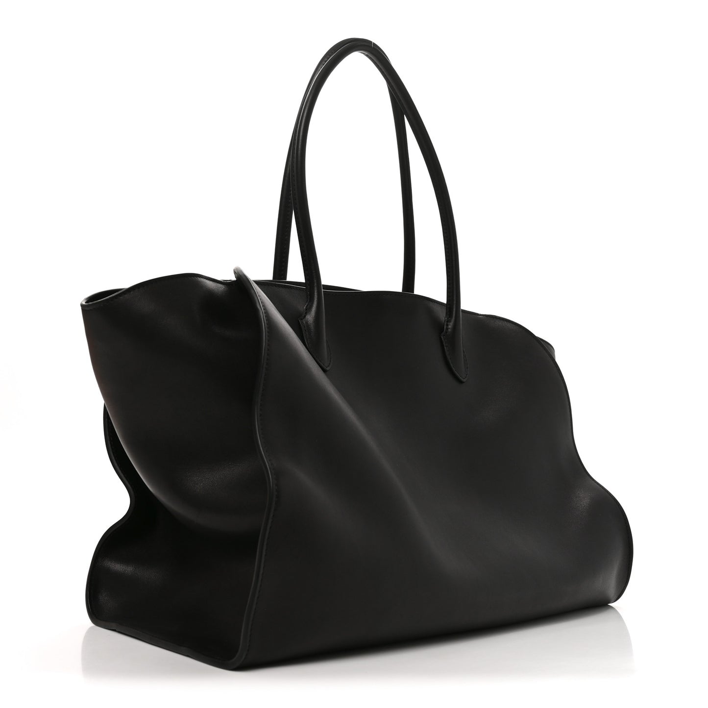 Polished Saddle Calfskin Marlo 17 Tote Bag Black
