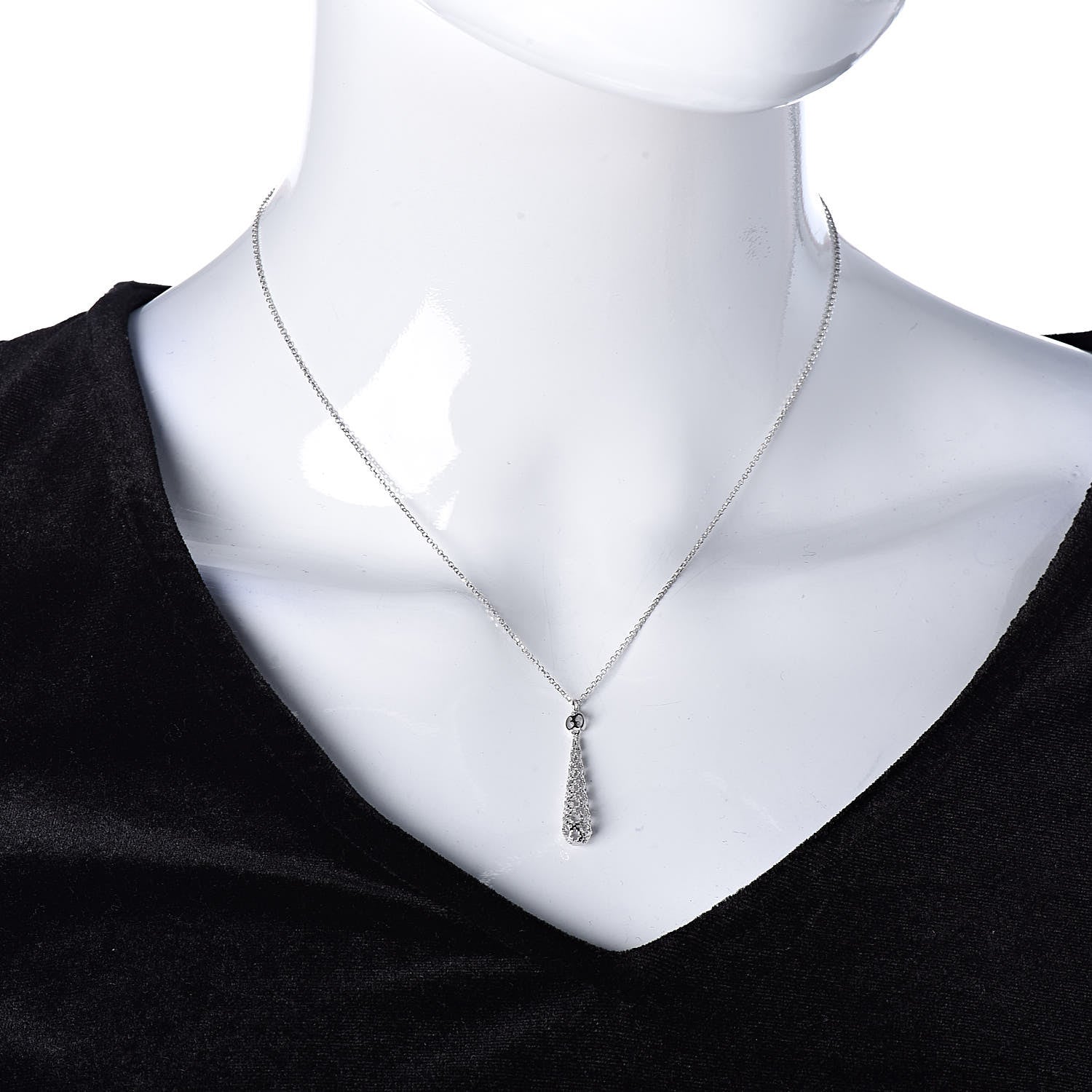 Gucci 18K White Gold Diamantissima Pendant Necklace 2 of 6